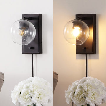 Hugo 6" Minimalist Modern Plug-In or Hardwired Adjustable Iron LED Wall Sconce with Rotary Dimmer - JONATHAN Y